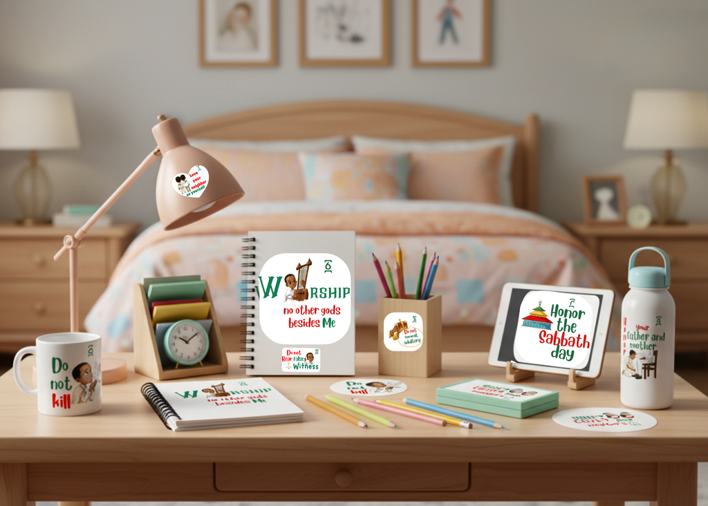 Ten Commandments Kids Stickers - Bilingual Amharic & English Ethiopian Orthodox Sticker Pack | WomeGifts