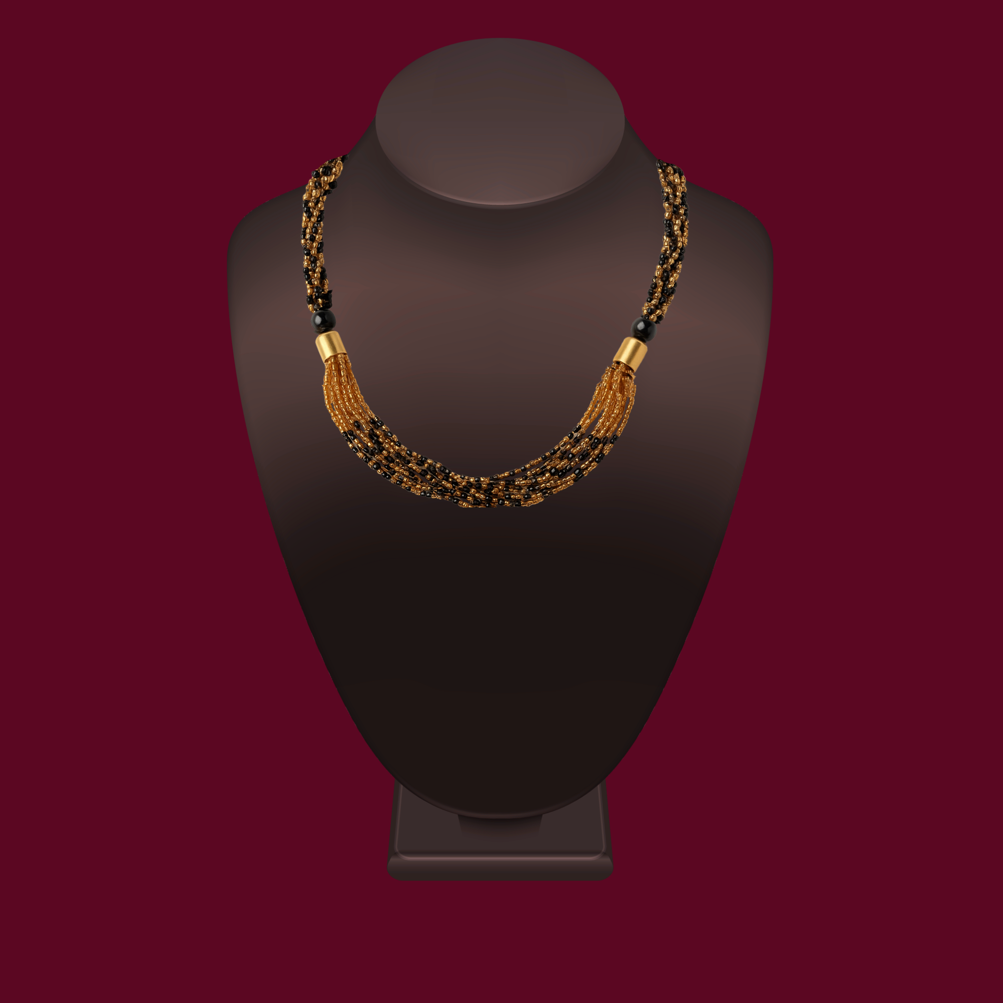 Black Gold Cascade Necklace