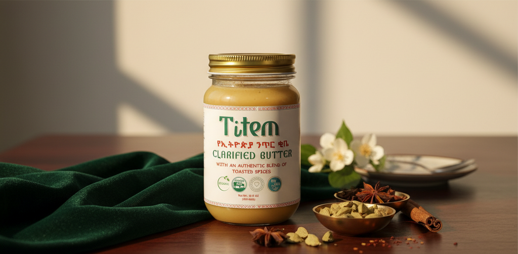 Titem Ethiopian Organic Clarified Butter - Authentic Niter Kibbeh Spiced Ghee | WomeGifts | Special foods