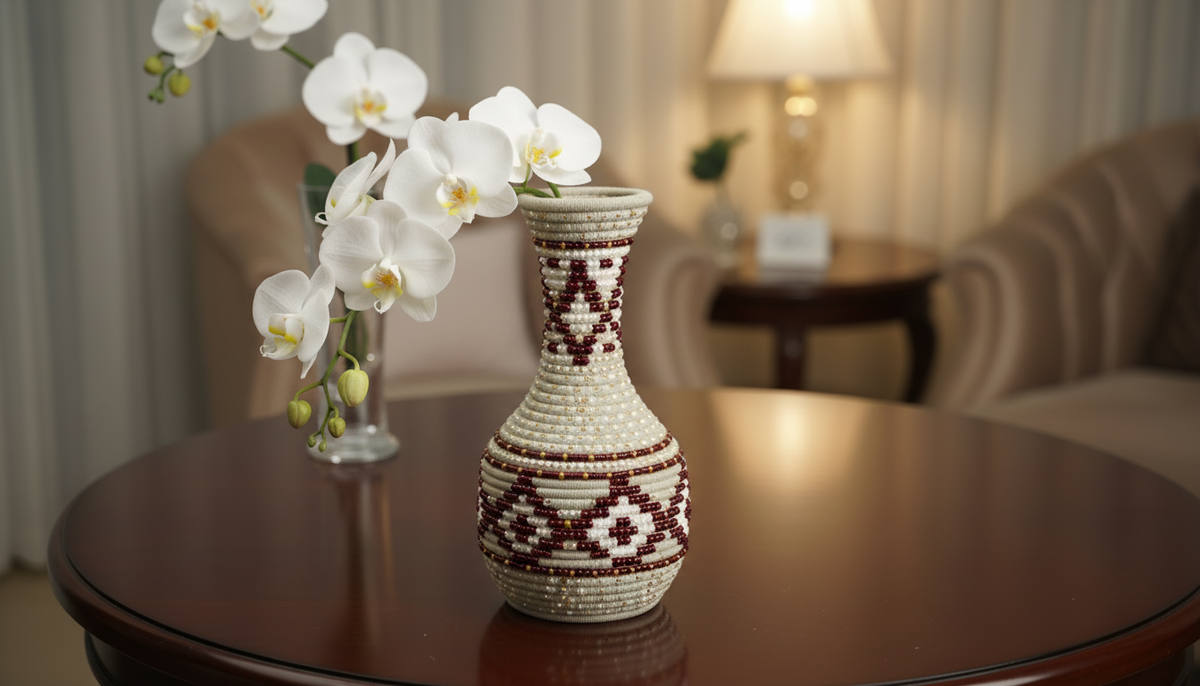 Handmade Ethiopian Woven Vase - Traditional Decorative Vase Home Décor | WomeGifts